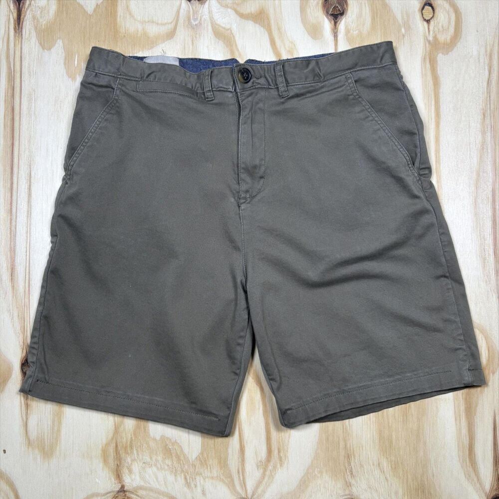 JACHS Shorts Mens 34 Green Chino Stretch Flat Front Casual Summer Pockets